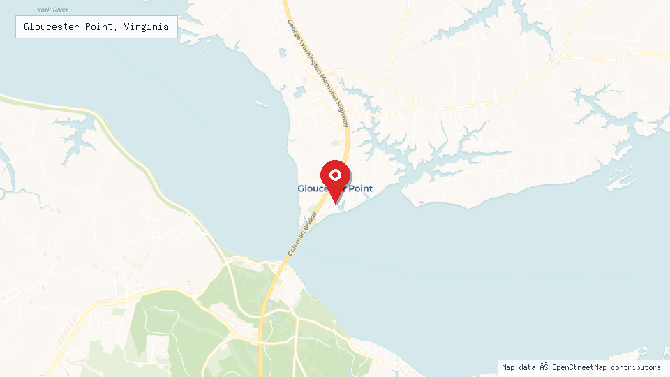 Street map of Gloucester Point, Virginia with location pin