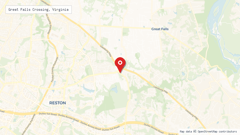 Street map of Great Falls Crossing, Virginia with location pin