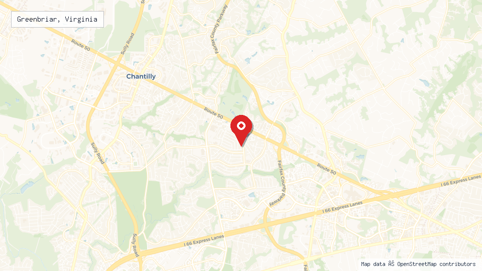 Street map of Greenbriar, Virginia with location pin