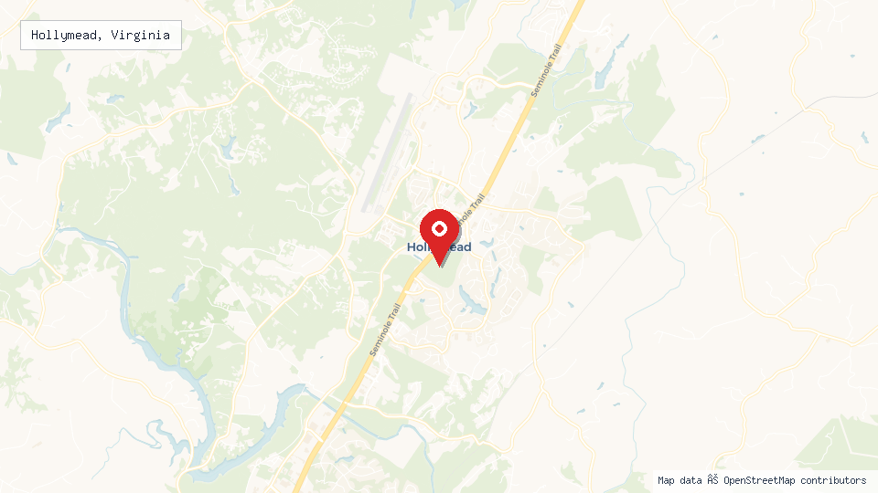 Street map of Hollymead, Virginia with location pin
