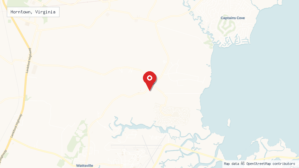 Street map of Horntown, Virginia with location pin