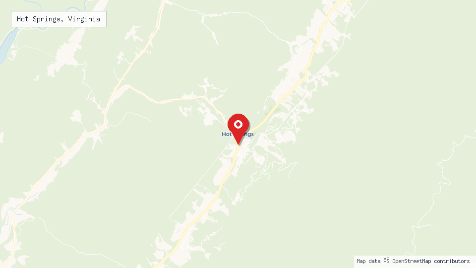Street map of Hot Springs, Virginia with location pin
