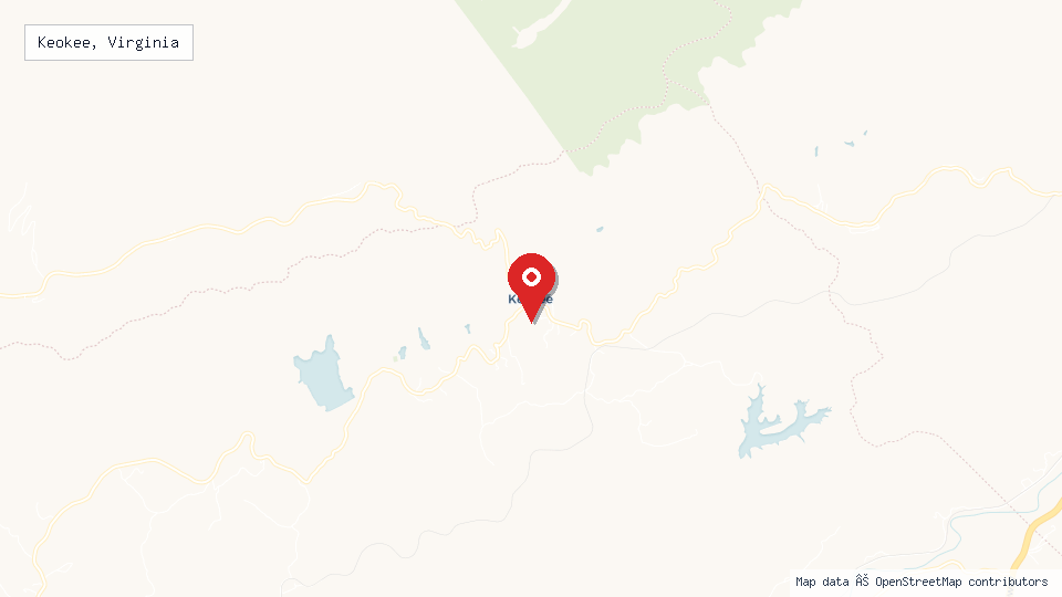 Street map of Keokee, Virginia with location pin