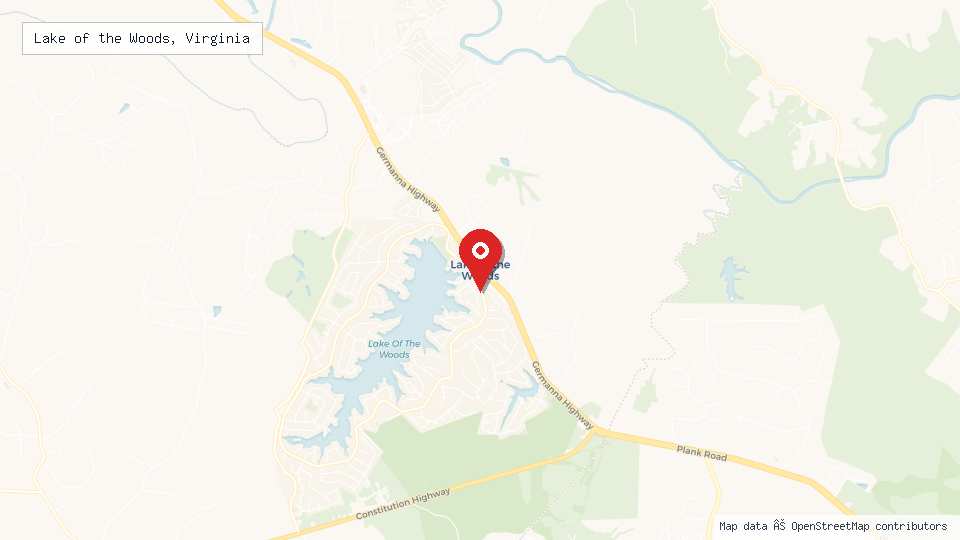 Street map of Lake of the Woods, Virginia with location pin