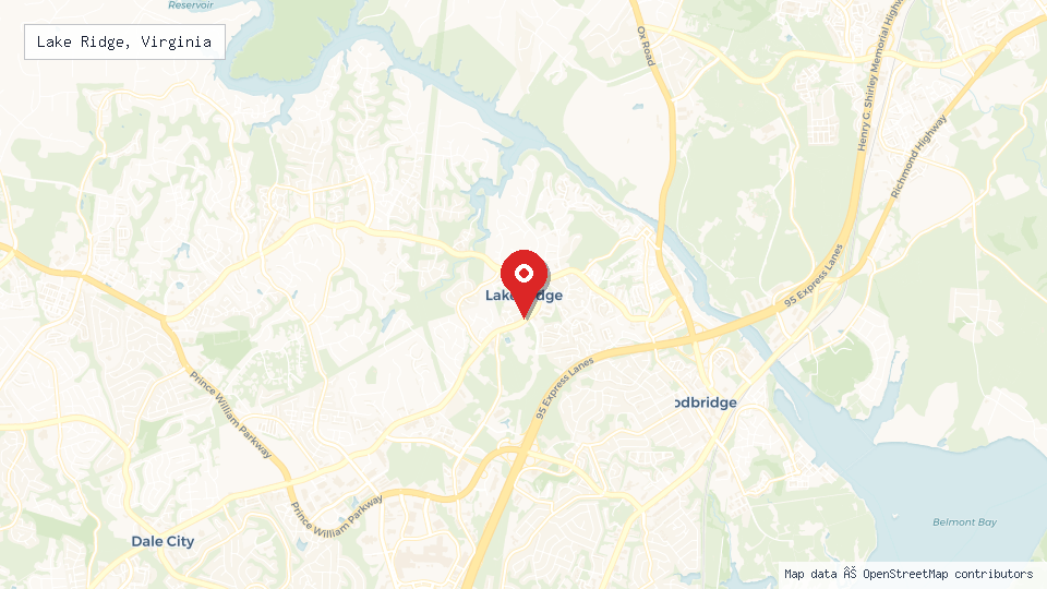 Street map of Lake Ridge, Virginia with location pin