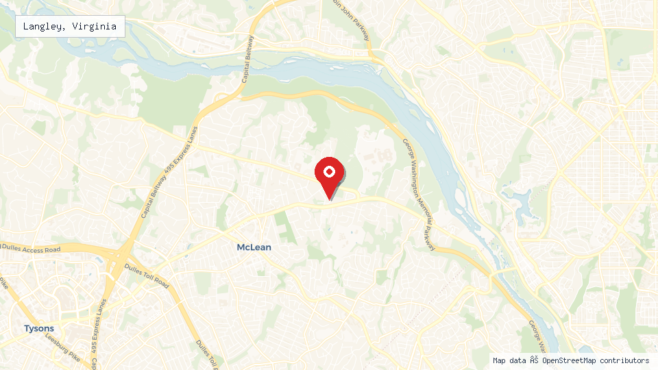 Street map of Langley, Virginia with location pin