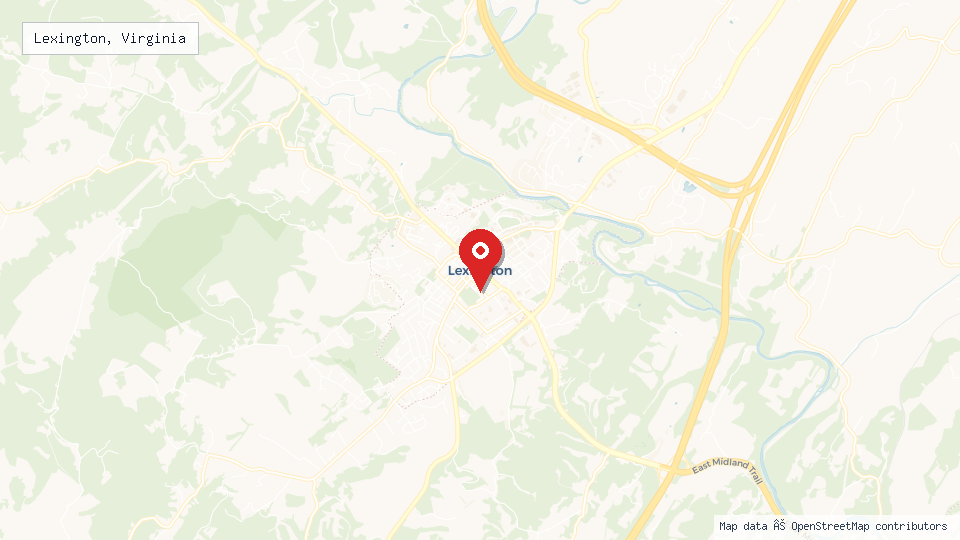 Street map of Lexington, Virginia with location pin