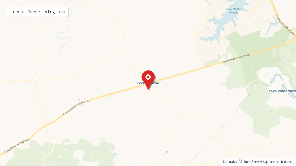 Street map of Locust Grove, Virginia with location pin