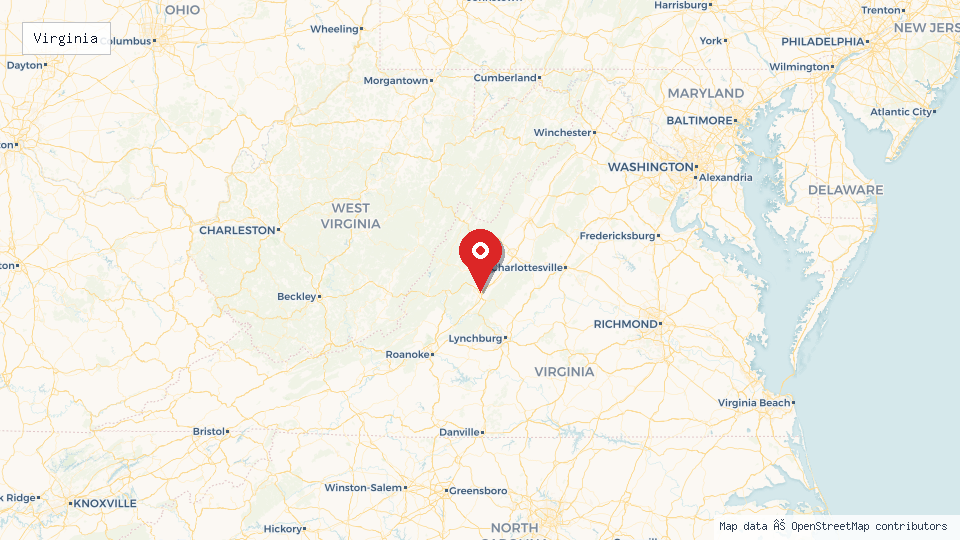 Street map of Virginia with location pin