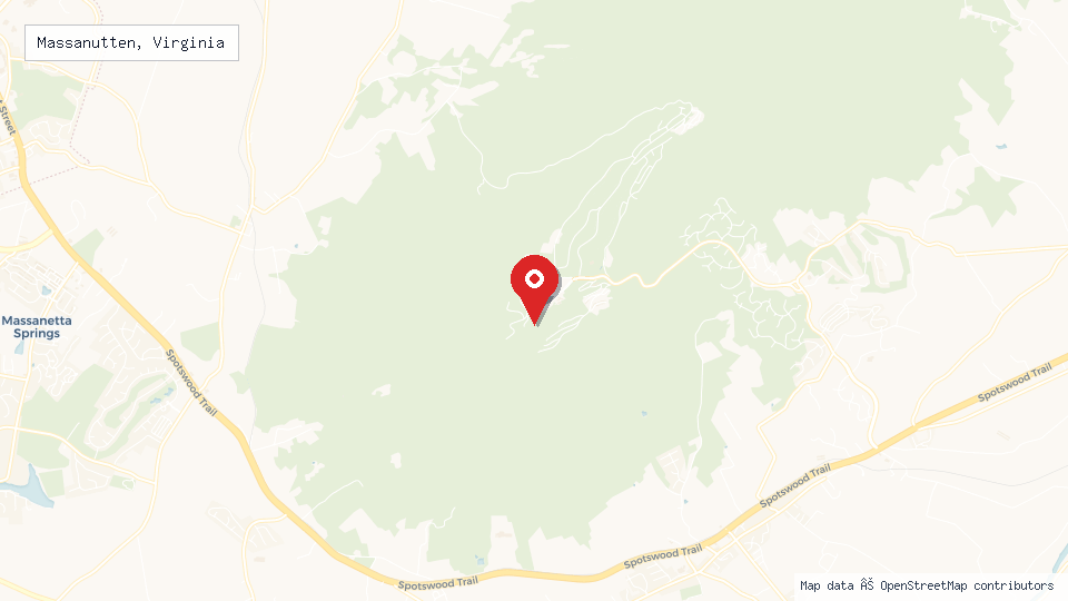 Street map of Massanutten, Virginia with location pin