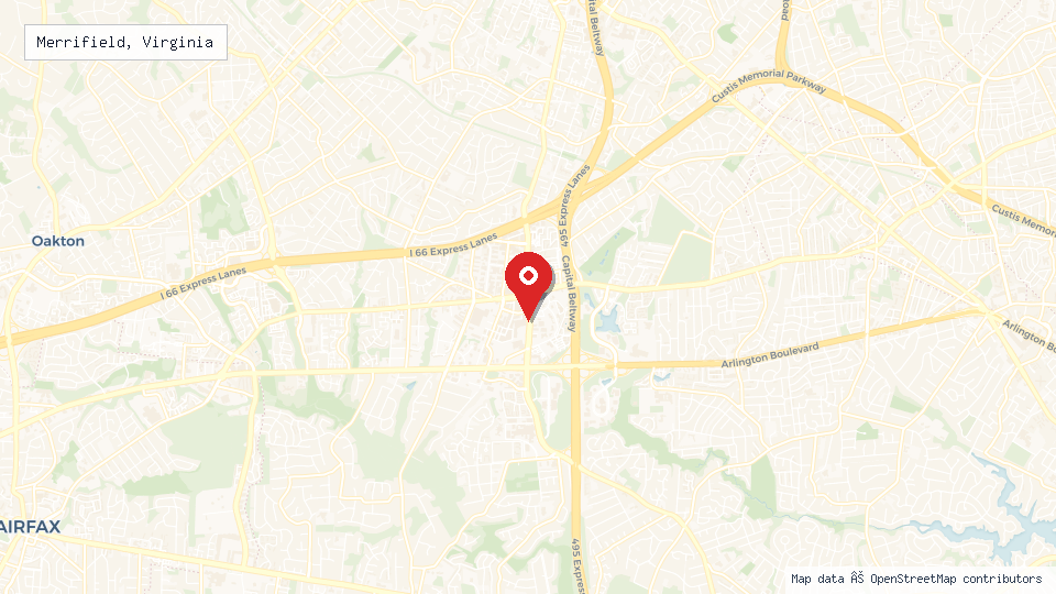 Street map of Merrifield, Virginia with location pin