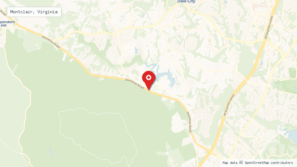 Street map of Montclair, Virginia with location pin