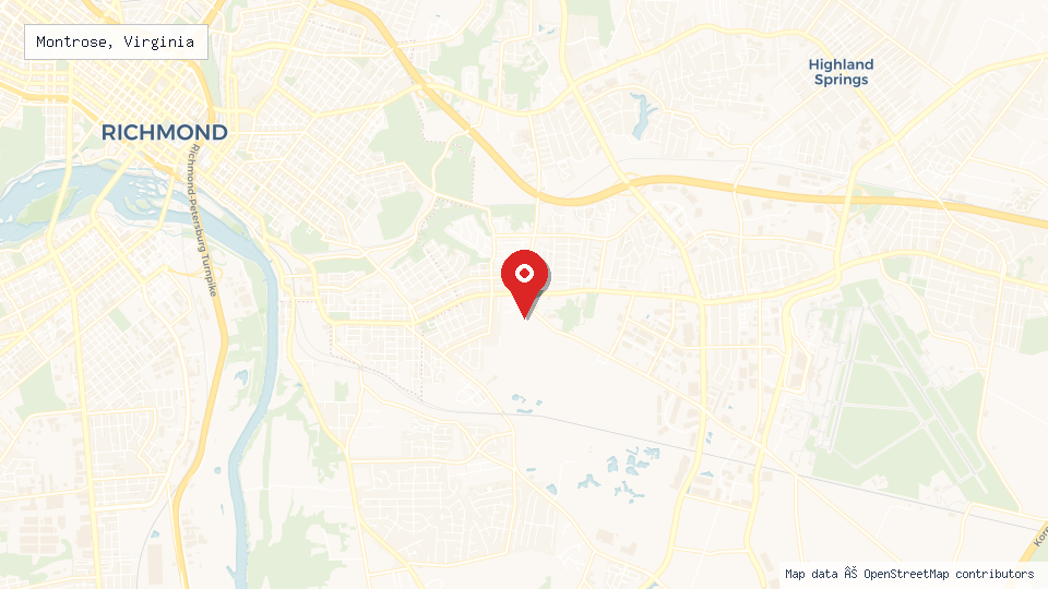 Street map of Montrose, Virginia with location pin
