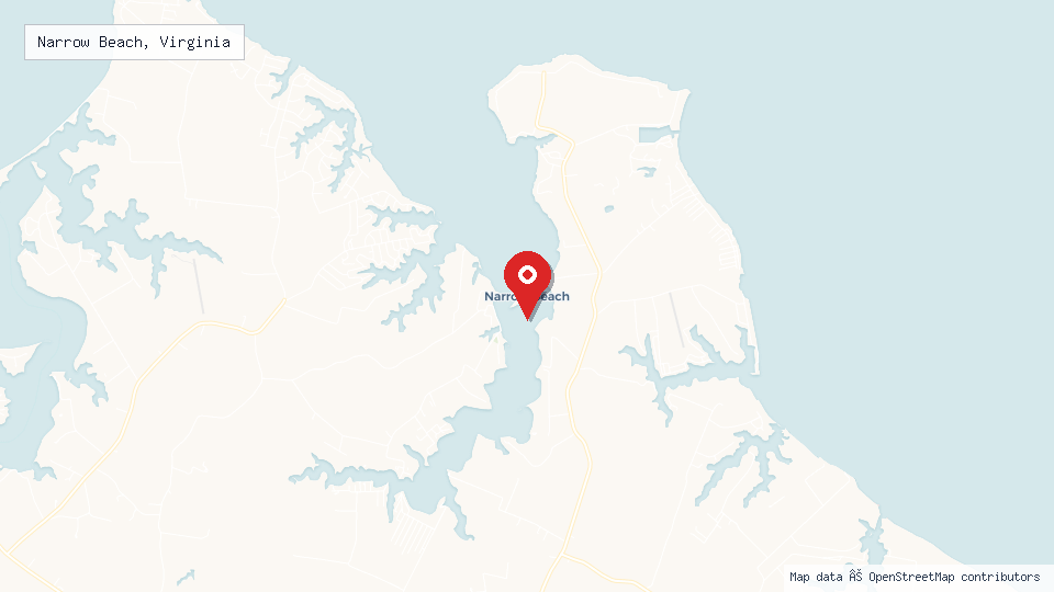 Street map of Narrow Beach, Virginia with location pin