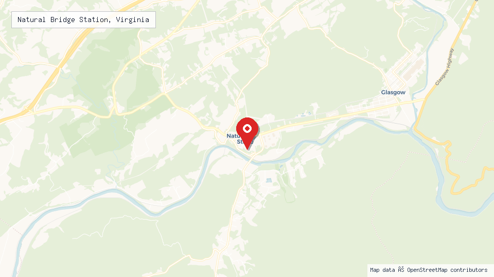 Street map of Natural Bridge Station, Virginia with location pin