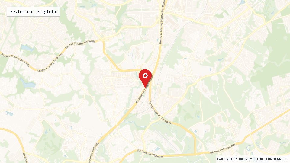 Street map of Newington, Virginia with location pin