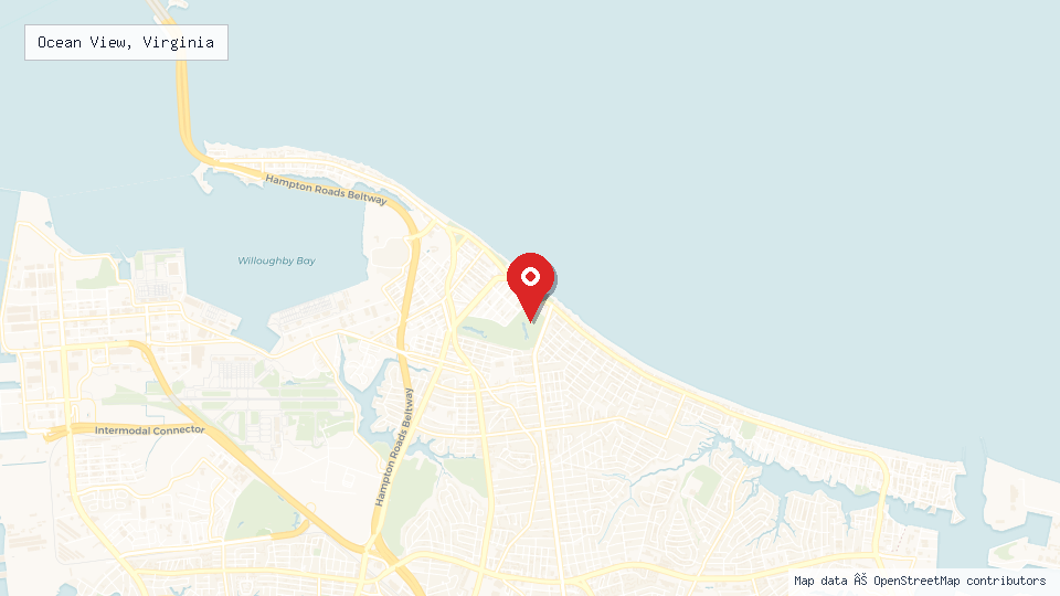 Street map of Ocean View, Virginia with location pin