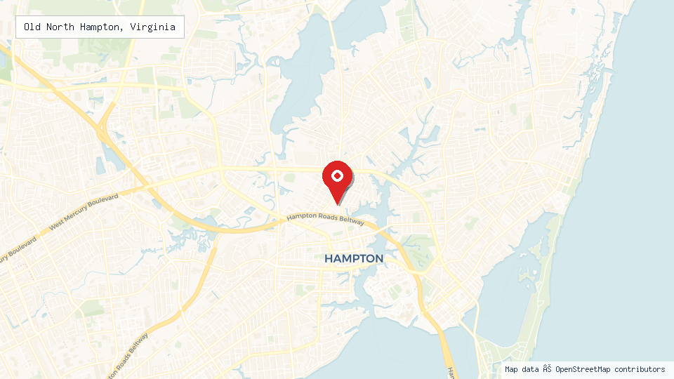 Street map of Old North Hampton, Virginia with location pin