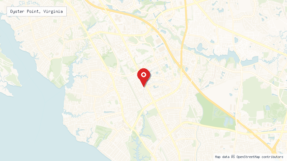 Street map of Oyster Point, Virginia with location pin