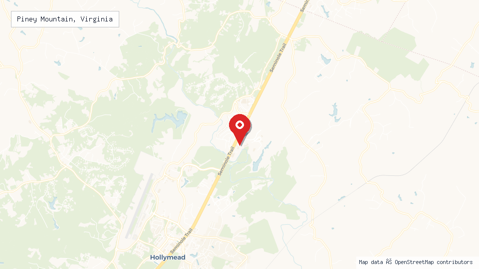 Street map of Piney Mountain, Virginia with location pin