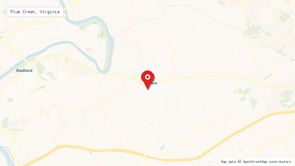 Street map of Plum Creek, Virginia with location pin