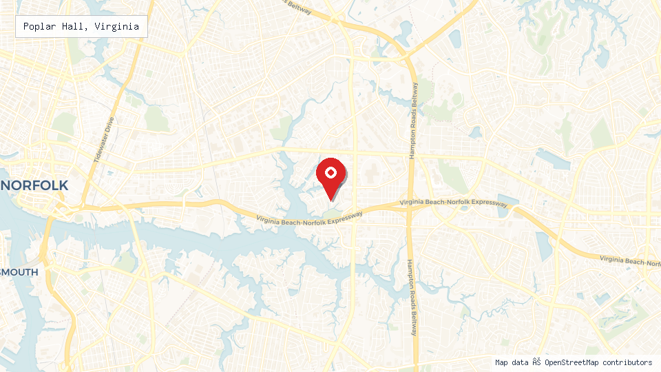 Street map of Poplar Hall, Virginia with location pin
