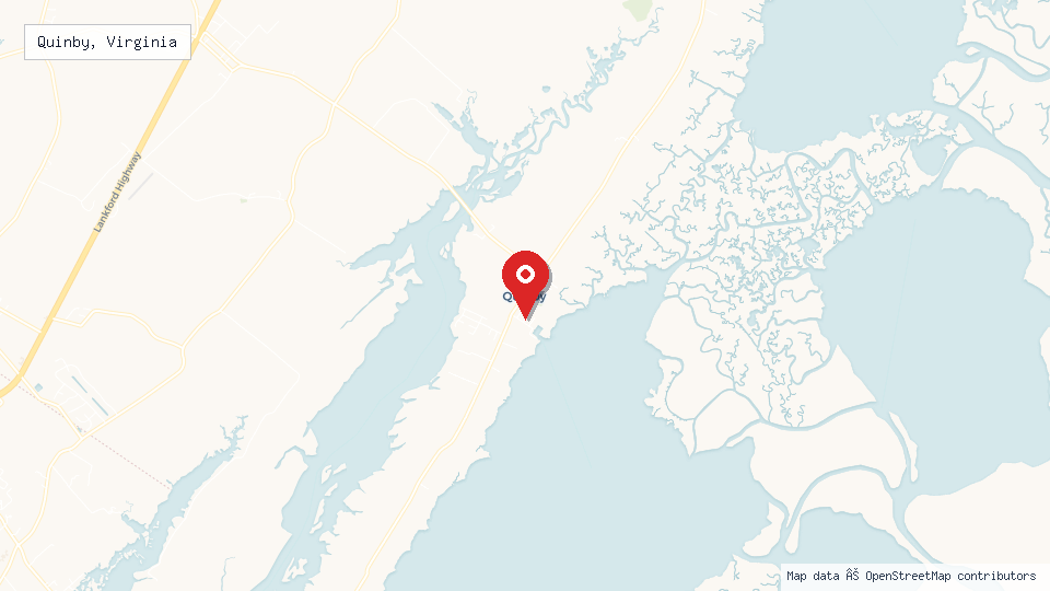 Street map of Quinby, Virginia with location pin