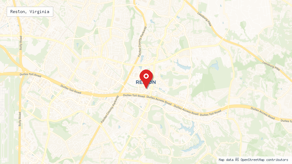 Street map of Reston, Virginia with location pin