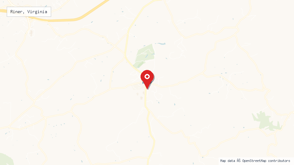 Street map of Riner, Virginia with location pin