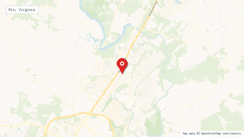 Street map of Rio, Virginia with location pin