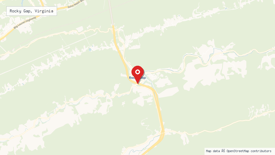 Street map of Rocky Gap, Virginia with location pin
