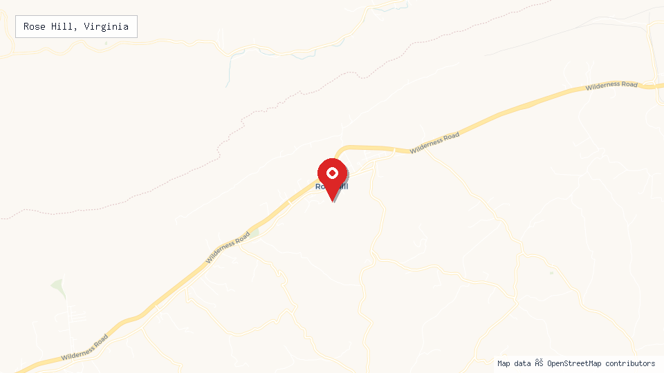 Street map of Rose Hill, Virginia with location pin