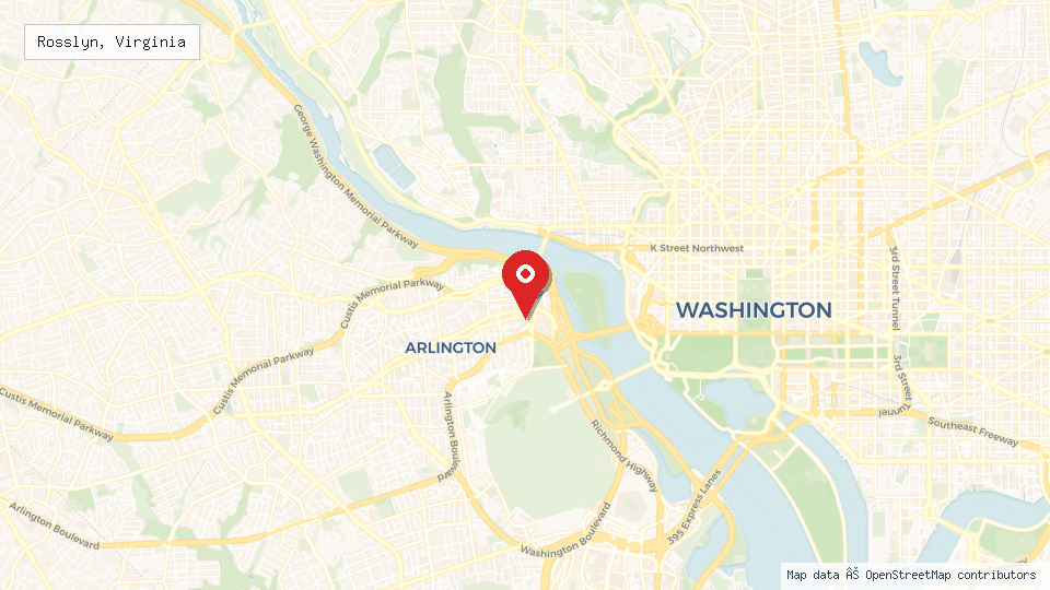 Street map of Rosslyn, Virginia with location pin