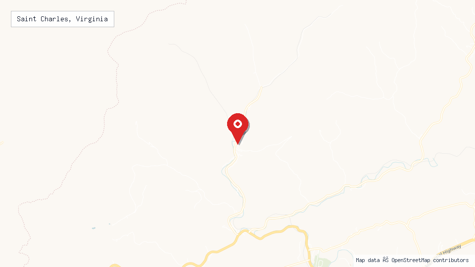 Street map of Saint Charles, Virginia with location pin