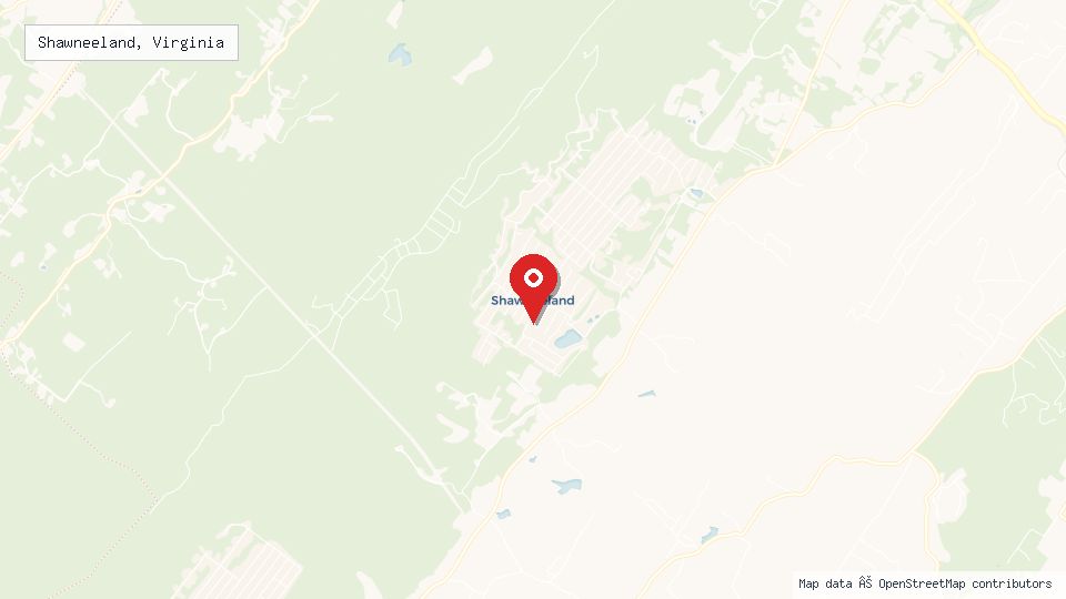 Street map of Shawneeland, Virginia with location pin