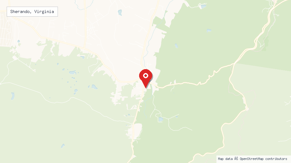 Street map of Sherando, Virginia with location pin