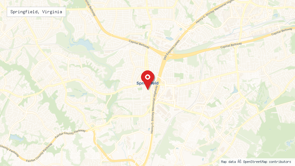 Street map of Springfield, Virginia with location pin