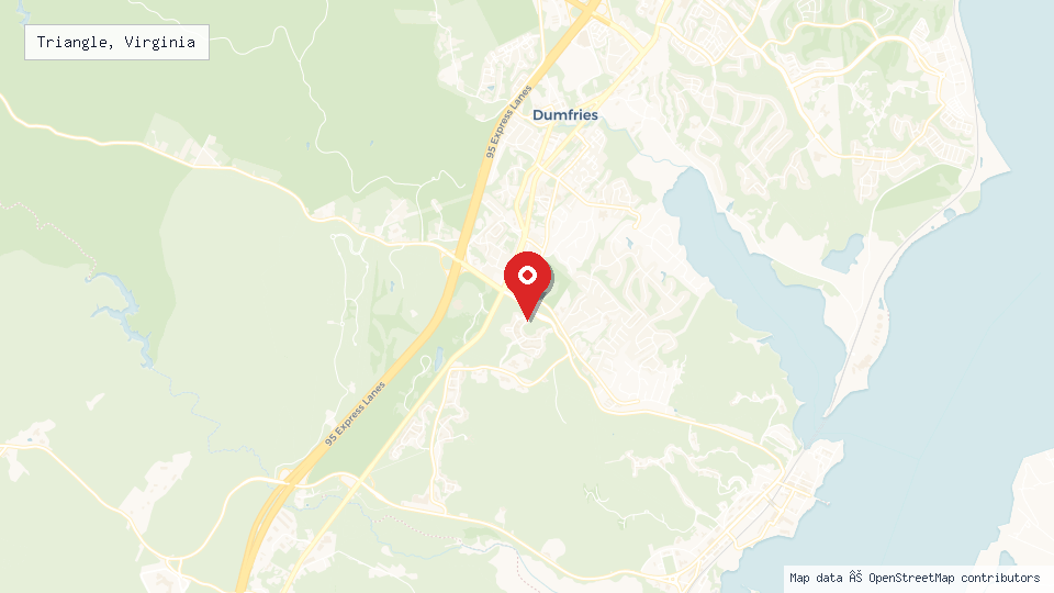 Street map of Triangle, Virginia with location pin