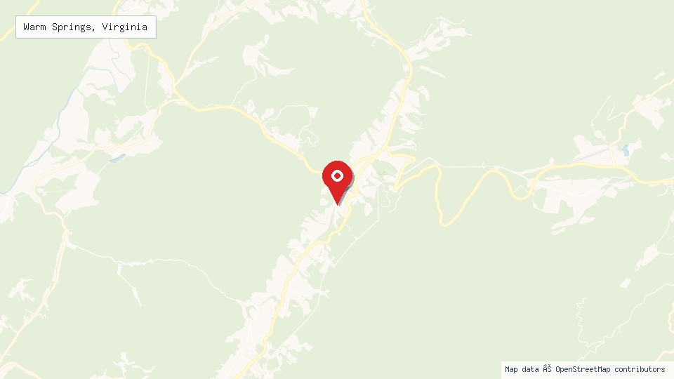 Street map of Warm Springs, Virginia with location pin