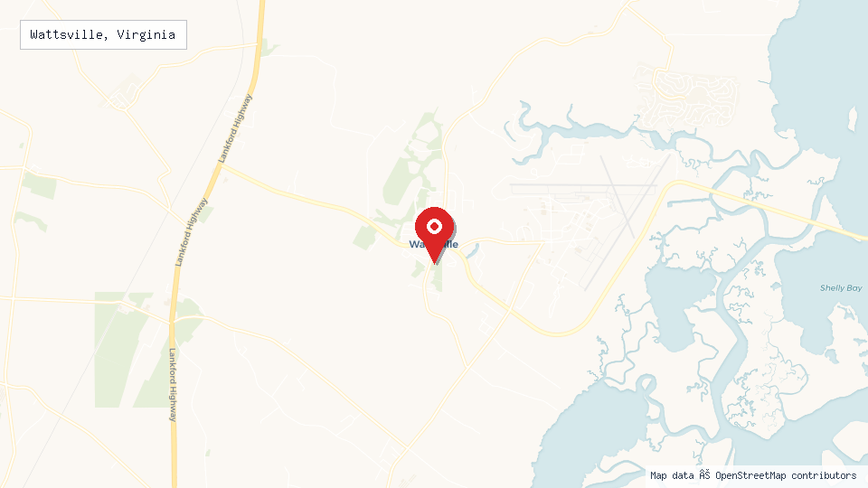Street map of Wattsville, Virginia with location pin