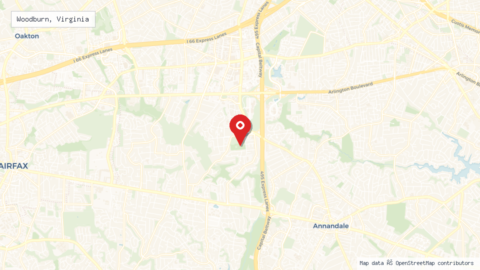 Street map of Woodburn, Virginia with location pin