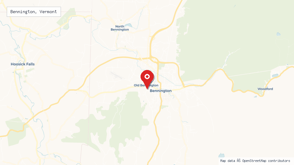Street map of Bennington, Vermont with location pin