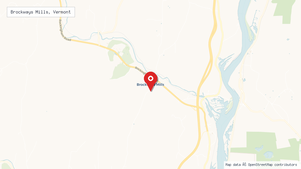 Street map of Brockways Mills, Vermont with location pin