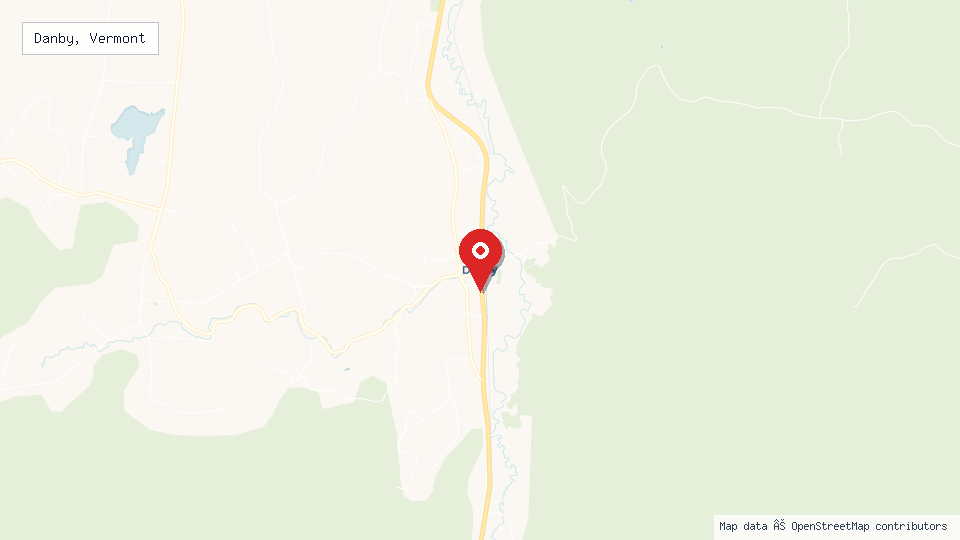 Street map of Danby, Vermont with location pin