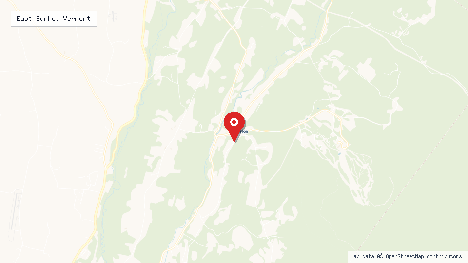 Street map of East Burke, Vermont with location pin