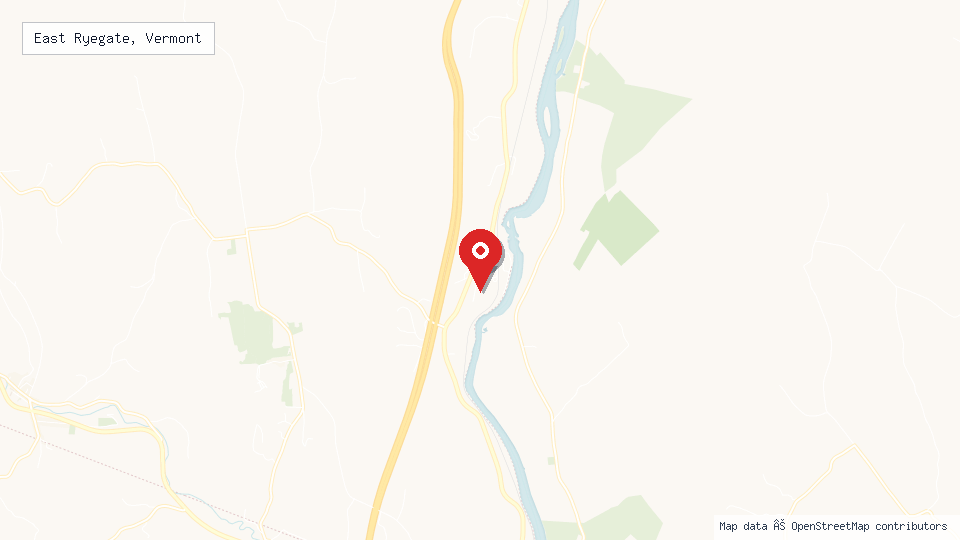 Street map of East Ryegate, Vermont with location pin