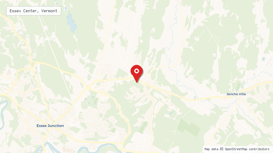 Street map of Essex Center, Vermont with location pin