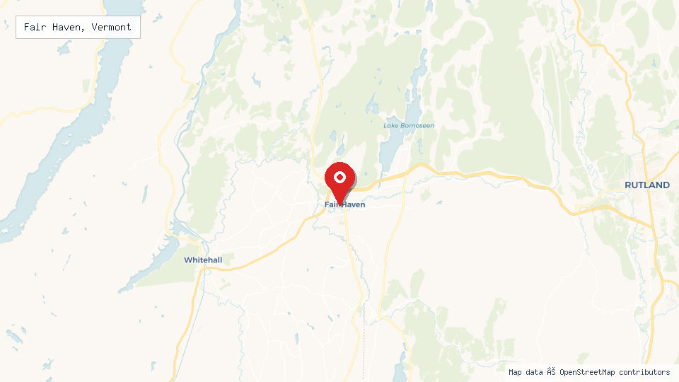 Street map of Fair Haven, Vermont with location pin