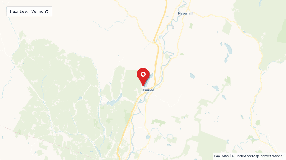 Street map of Fairlee, Vermont with location pin
