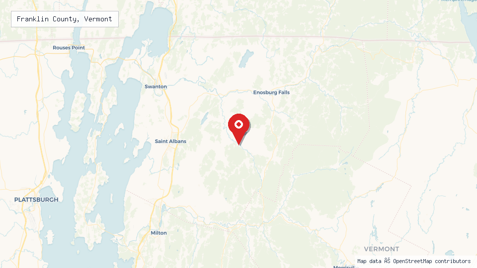 Street map of Franklin County, Vermont with location pin